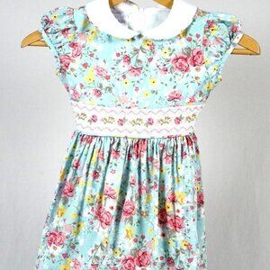 IRIS & IVY Floral Smocked Collar Girl's 6 Dress Spring Easter